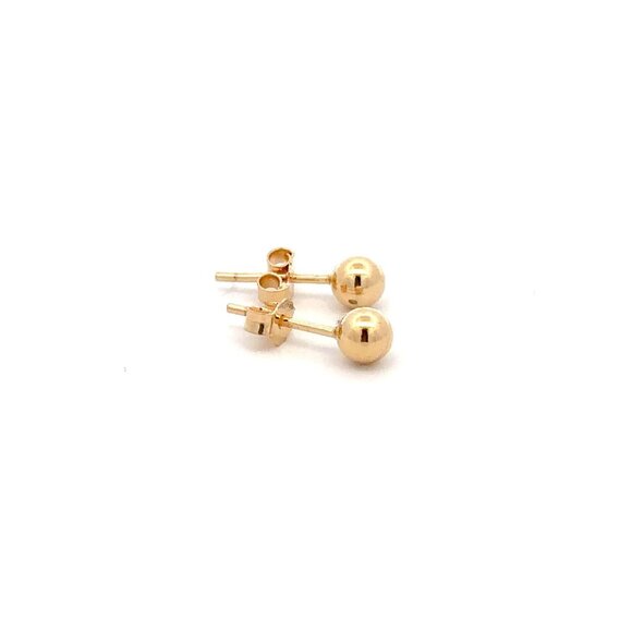 18K Gold Earrings Stud Balls Polished Small - Picture 6 of 8